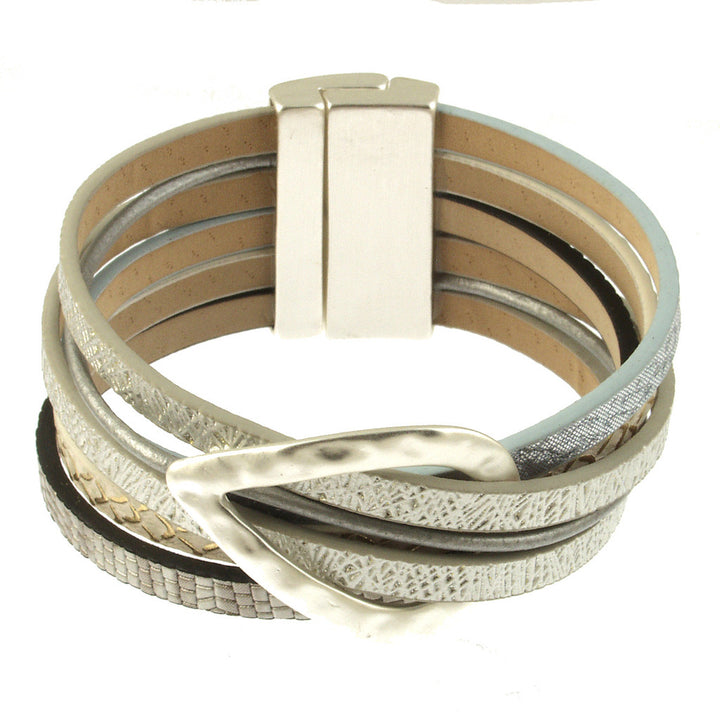 Multi Strand Crossover Bracelet with Metallic Accent