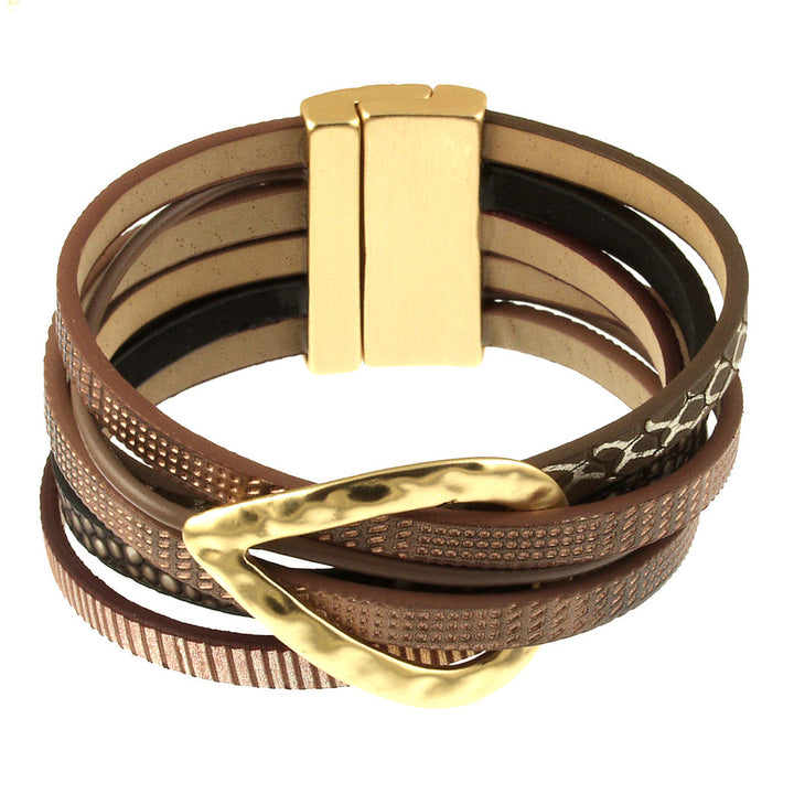 Multi Strand Crossover Bracelet with Metallic Accent