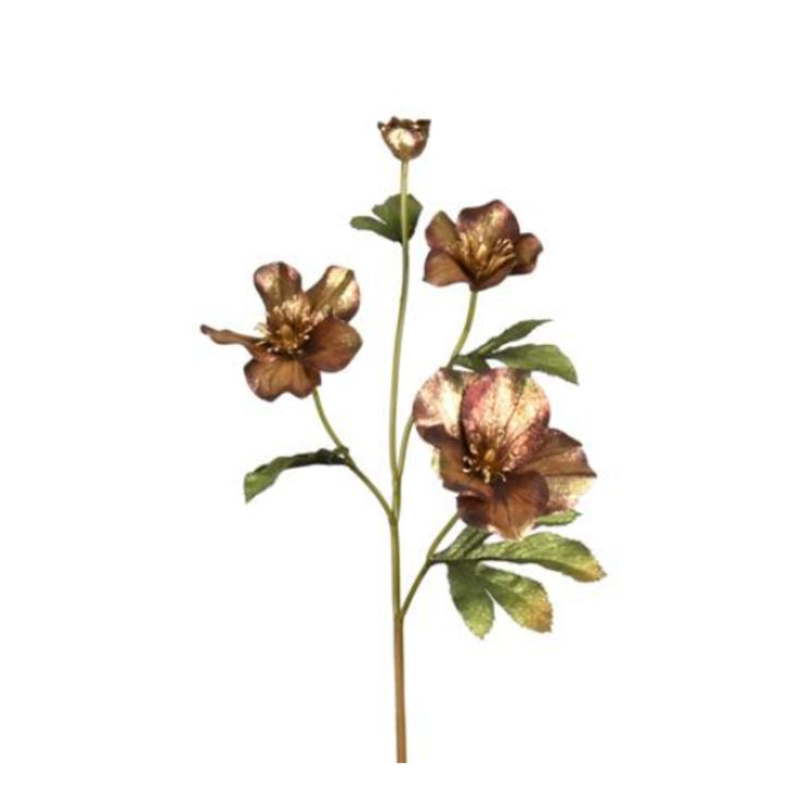 Coffee/Gold Glitter Helleborus Spray