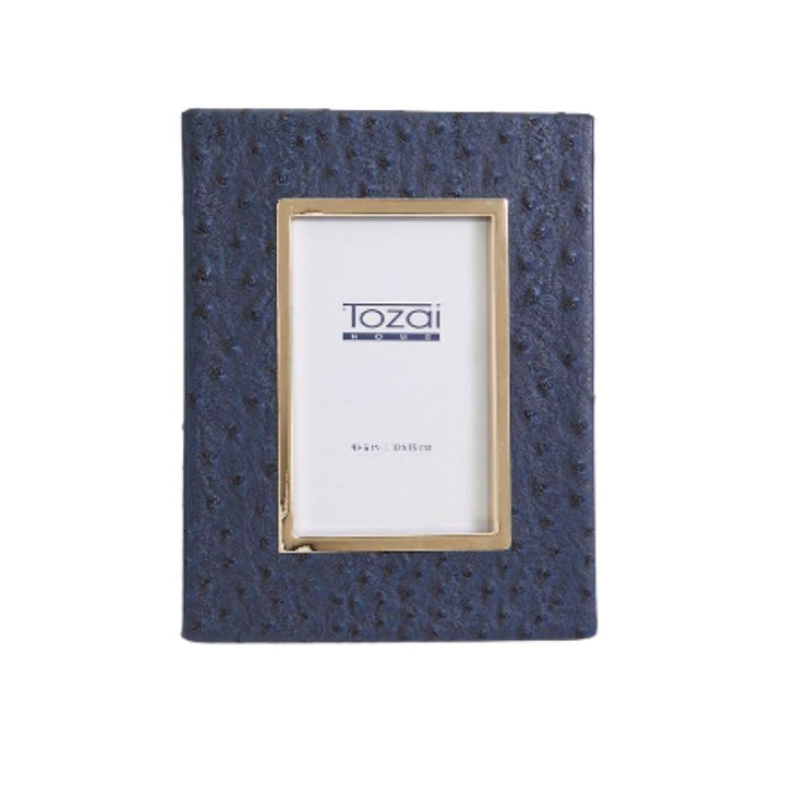 Navy Ostrich and Gold Edge Photo Frames