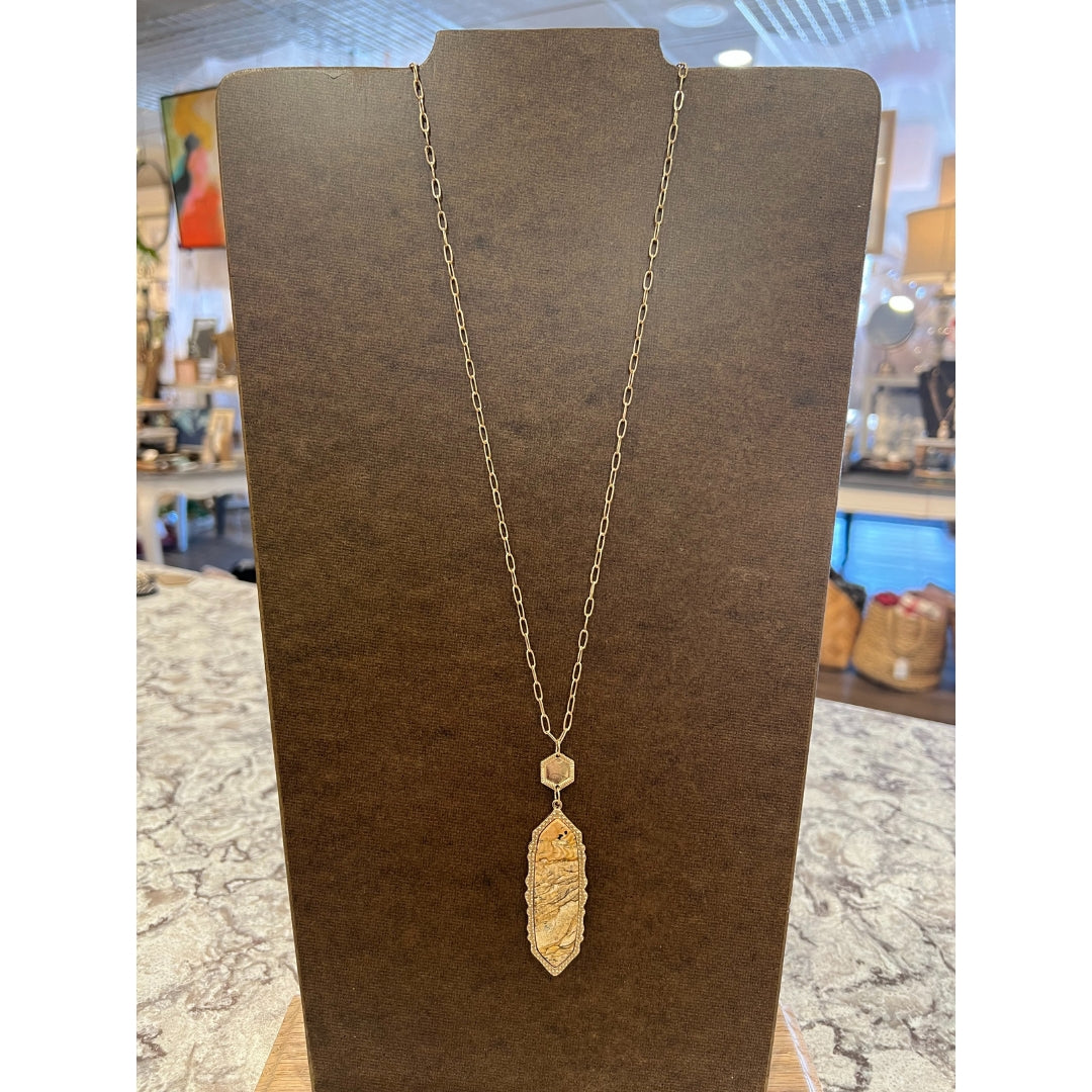 Inlayed Stone Pendant Necklace