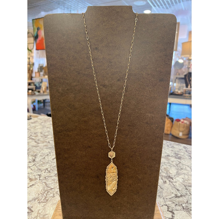 Inlayed Stone Pendant Necklace