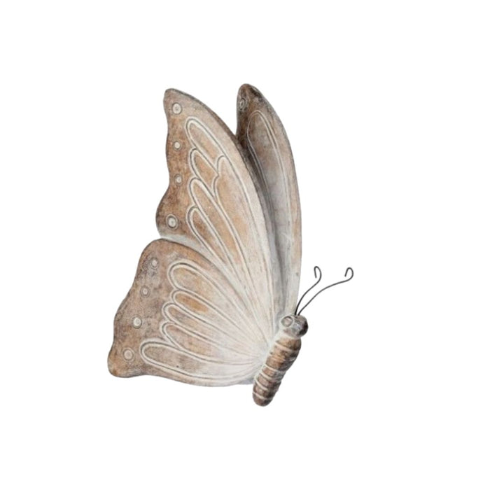 Whitewashed Metal And Resin Butterfly