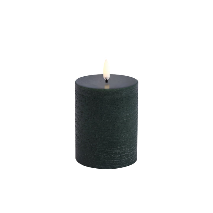 Pine Green Rustic LED Pillar Candles