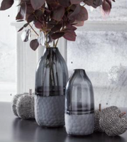 Frosted Comb Pattern Black Transparent Glass Vase