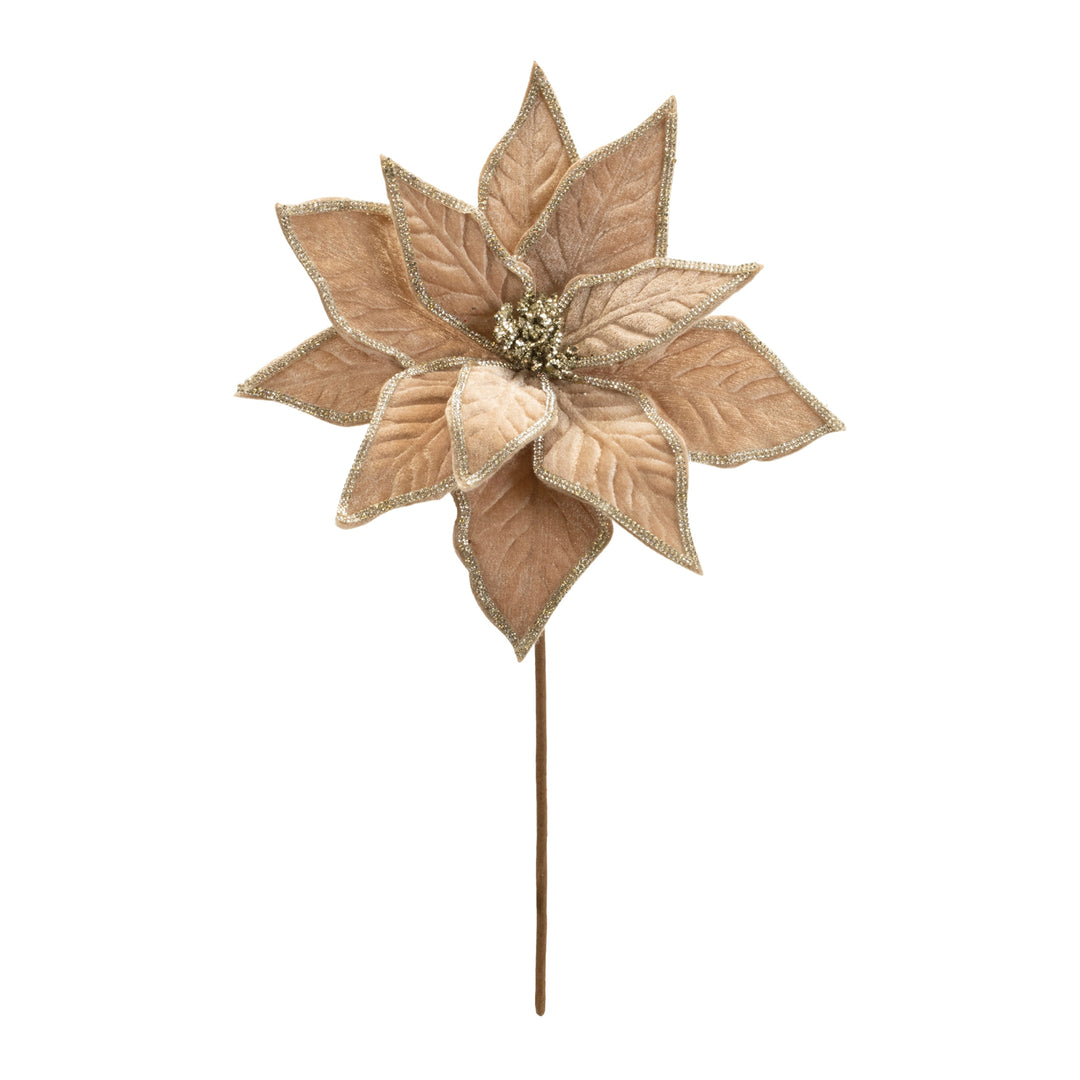 Glittered Apricot Poinsettia Stem