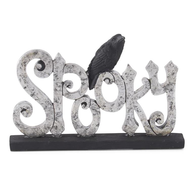 Halloween Text and Crow Table Sitter