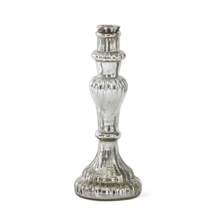 Ornate Silver Glass Taper Candleholders