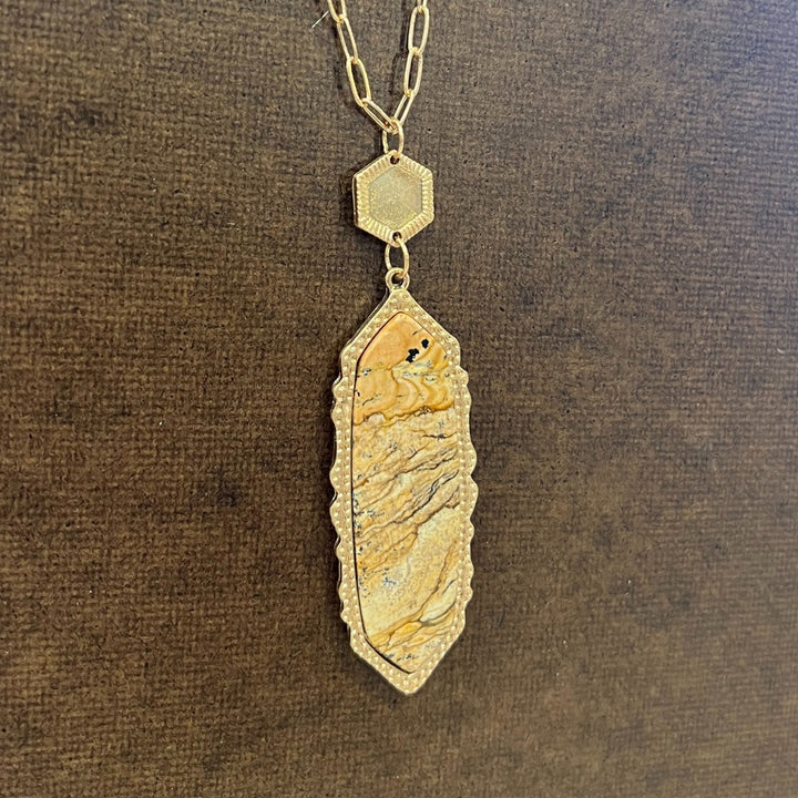 Inlayed Stone Pendant Necklace