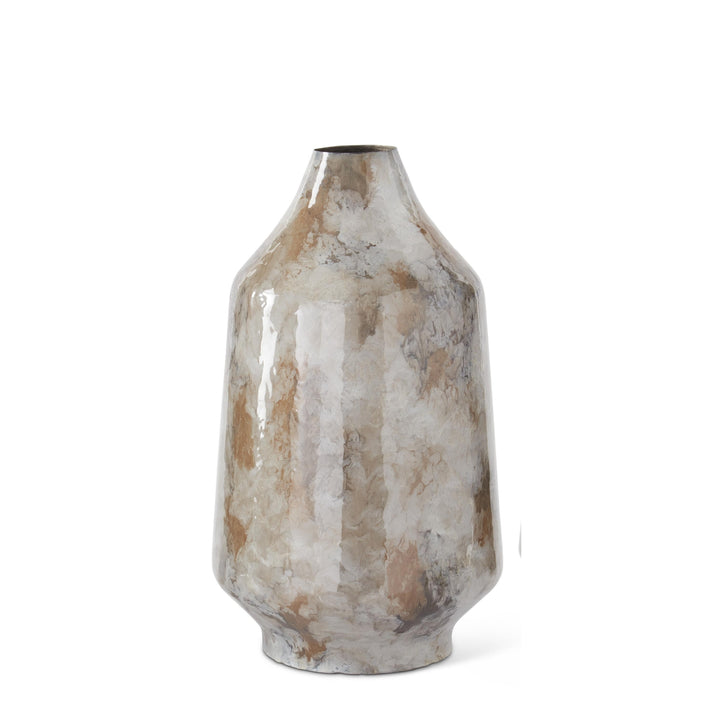 Gray Tan Enameled Metal Vases