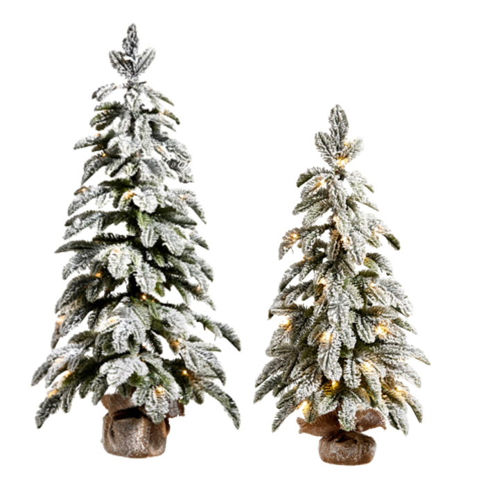 Whimsical Light-up Flocked Pine Trees