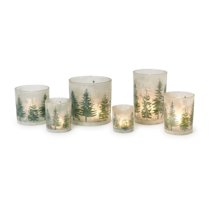 Winter Forest Frosted Candleholders