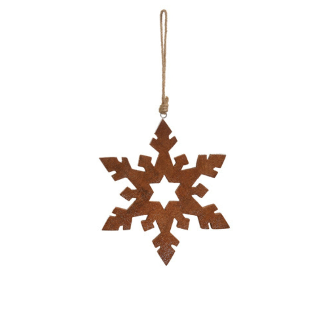 Brown Wooden Snowflake Ornaments