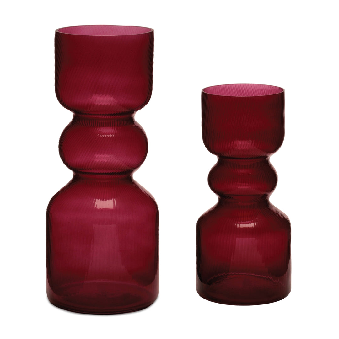 Burgundy Transparent Glass Candle Holder