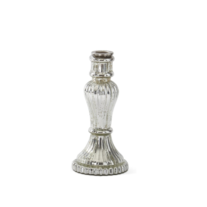 Ornate Silver Glass Taper Candleholders