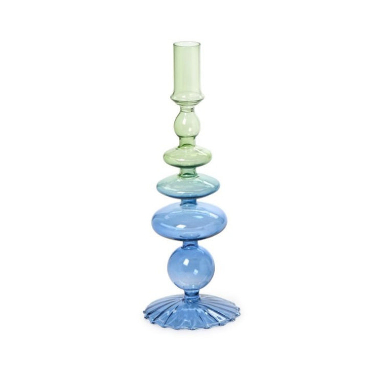 Hand-Blown Glass Taper Candlestick Candleholders