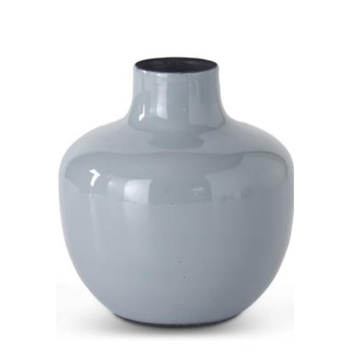 Blue Gray Enameled Metal Vases