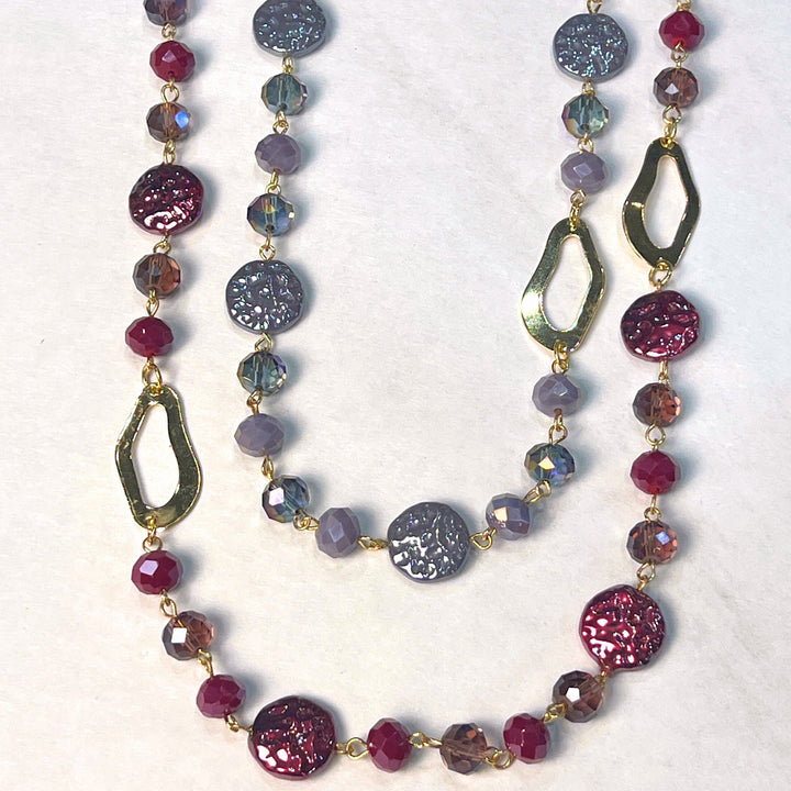 Beaded Gem &amp; Metal Corded Necklaces