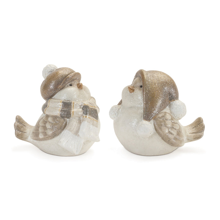 Glittered Terra Cotta Winter Bird