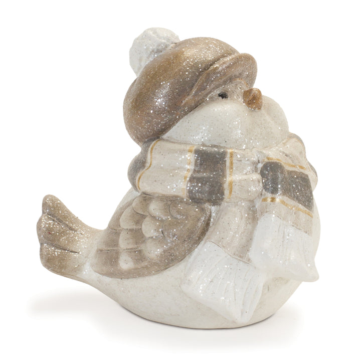 Glittered Terra Cotta Winter Bird
