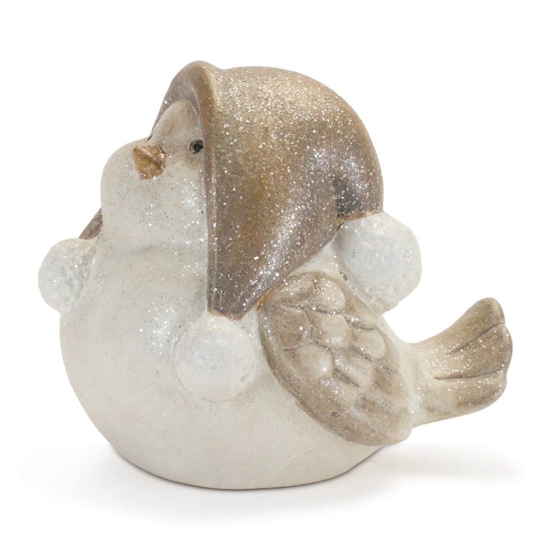 Glittered Terra Cotta Winter Bird