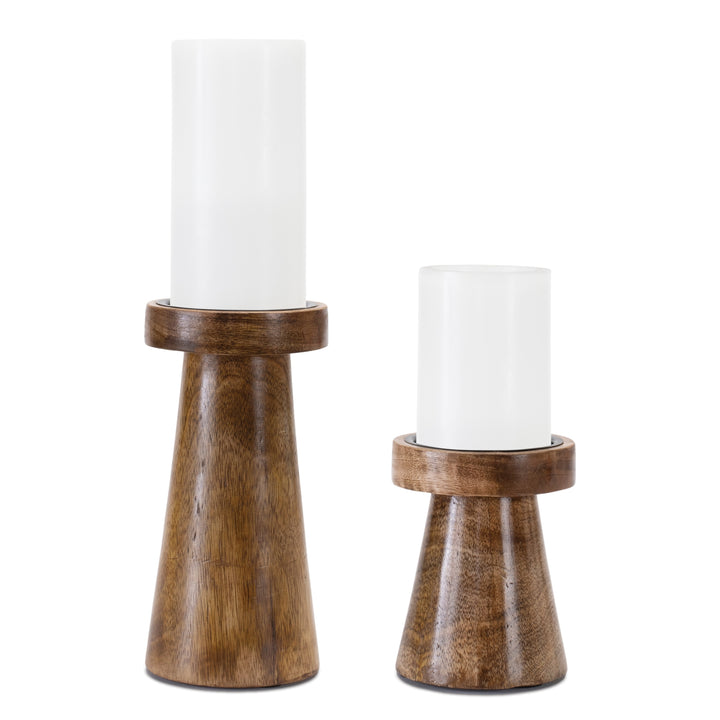 Wooden Pillar Candle Holder