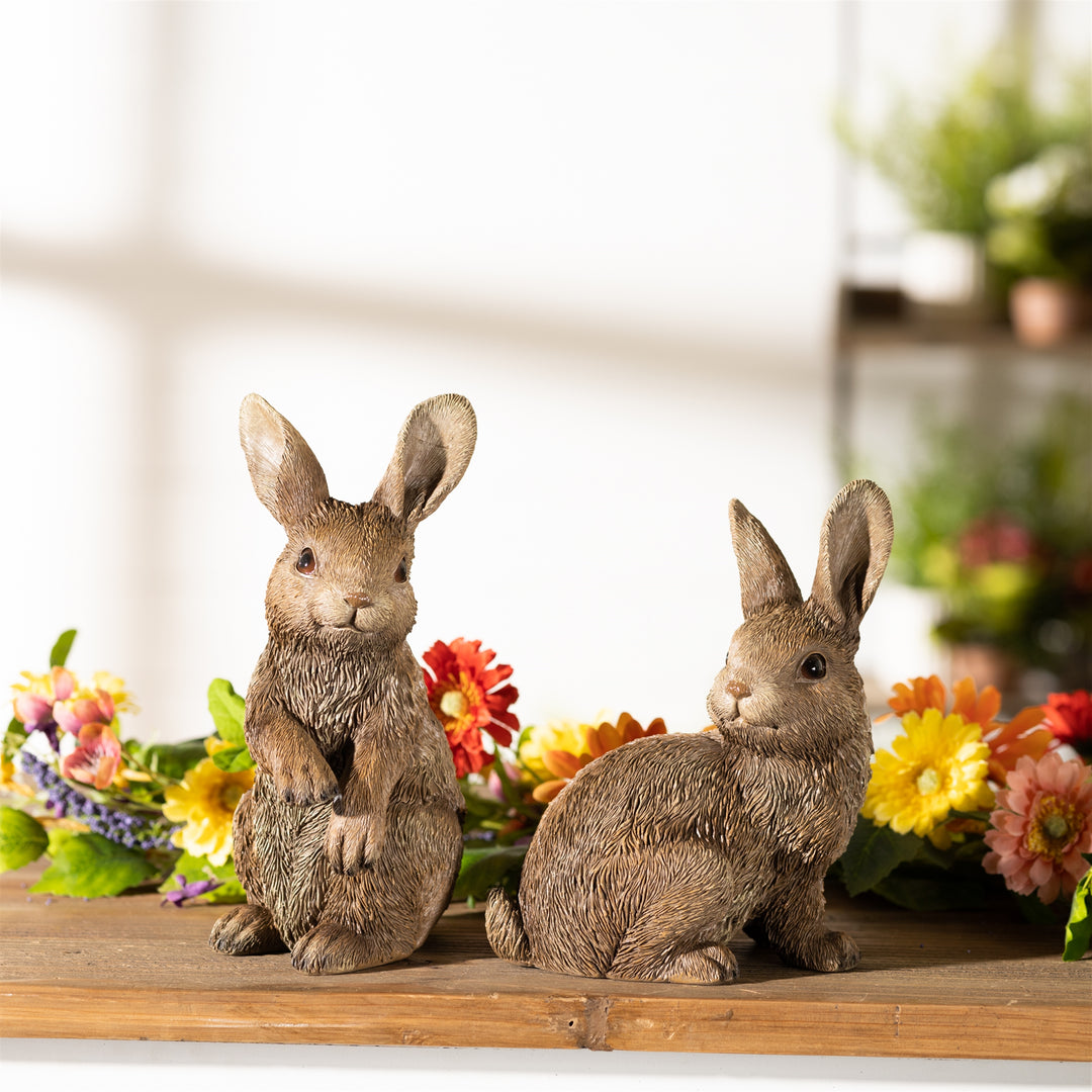 Brown Curious Rabbit Figurines
