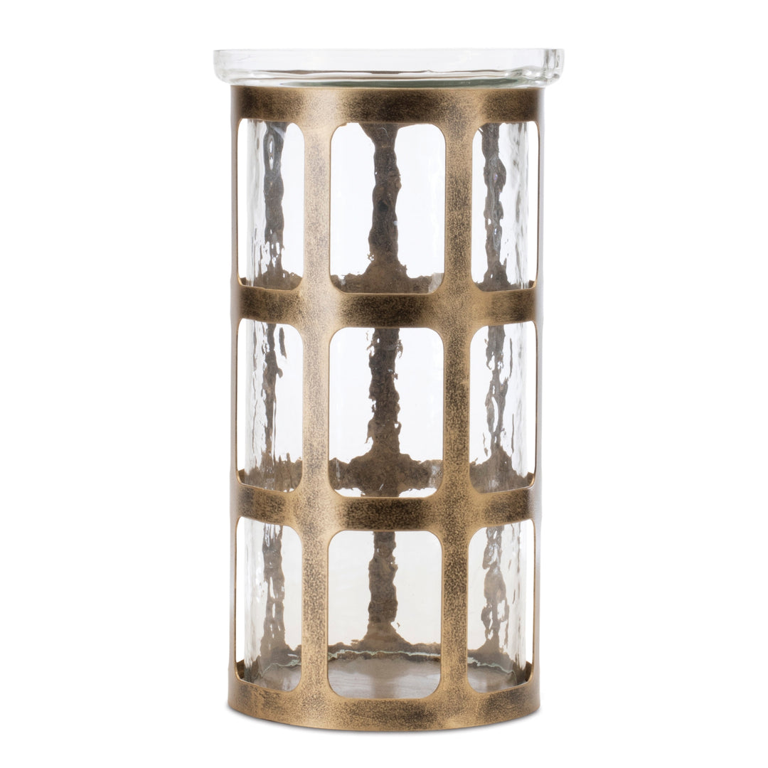 Antique Bronze Windowpane Candle Holders