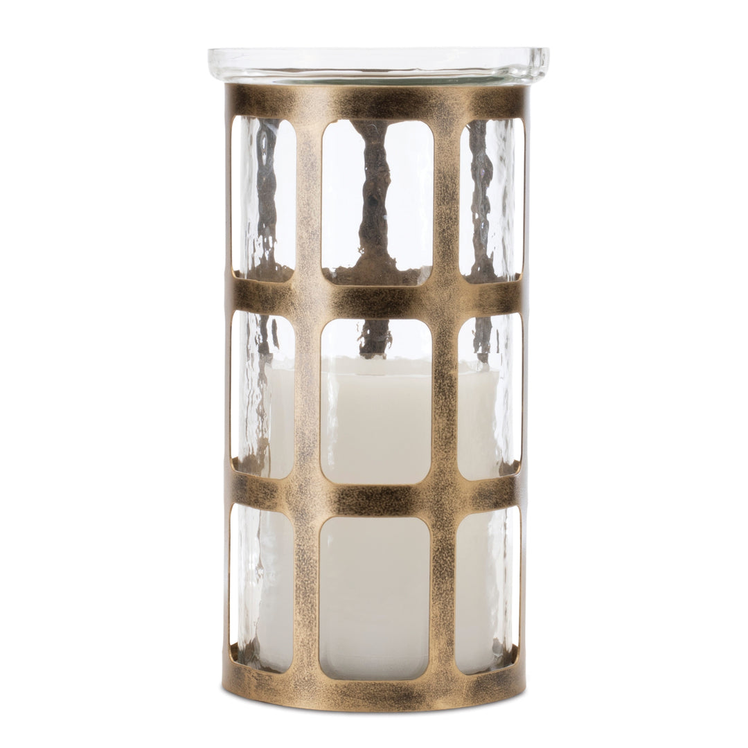 Antique Bronze Windowpane Candle Holders