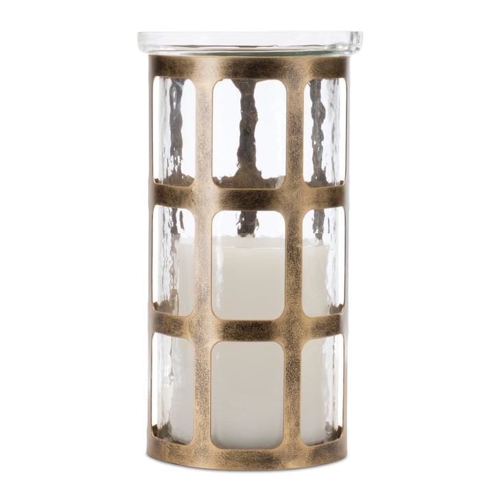 Antique Bronze Windowpane Candle Holders