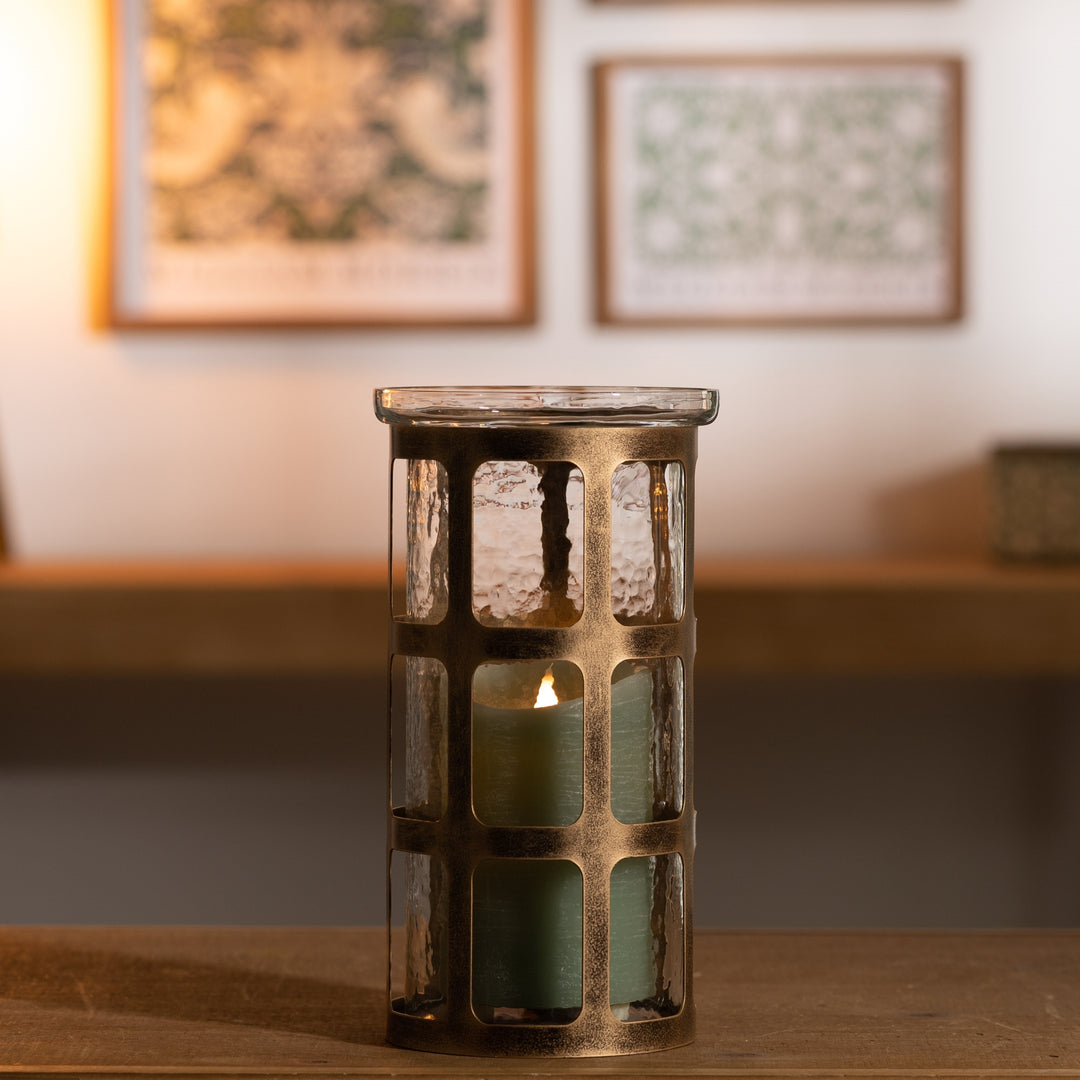 Antique Bronze Windowpane Candle Holders