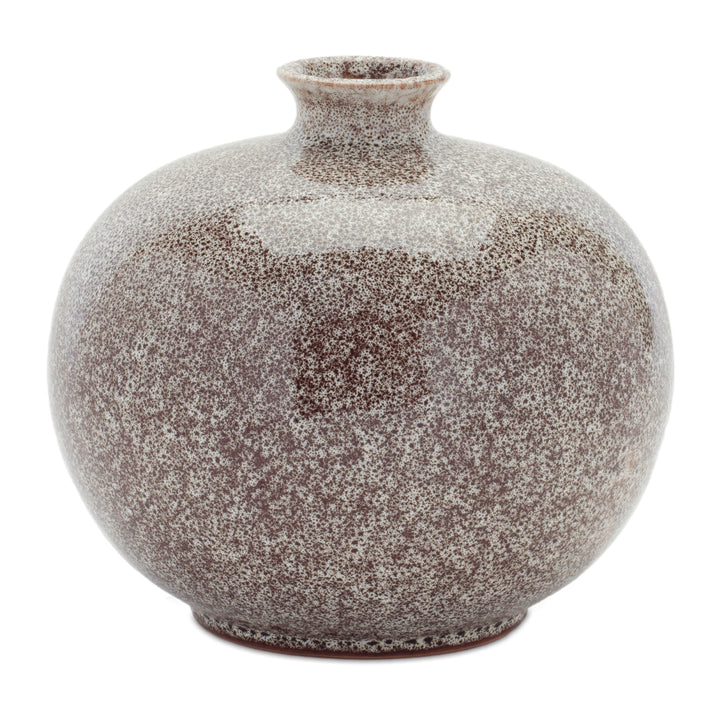 Brown and White Speckled Ceramic Vase