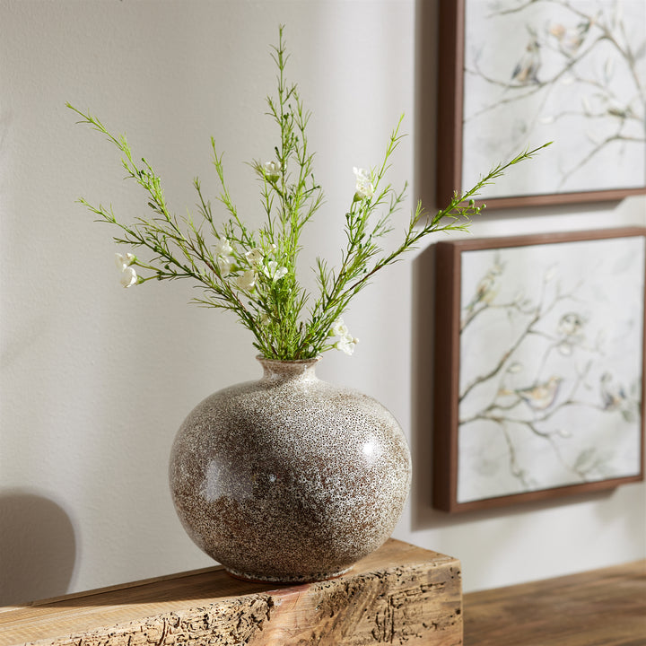 Brown and White Speckled Ceramic Vase