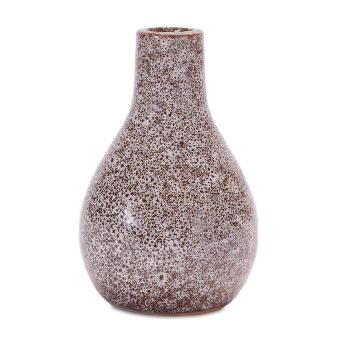 Brown and White Speckled Ceramic Vase