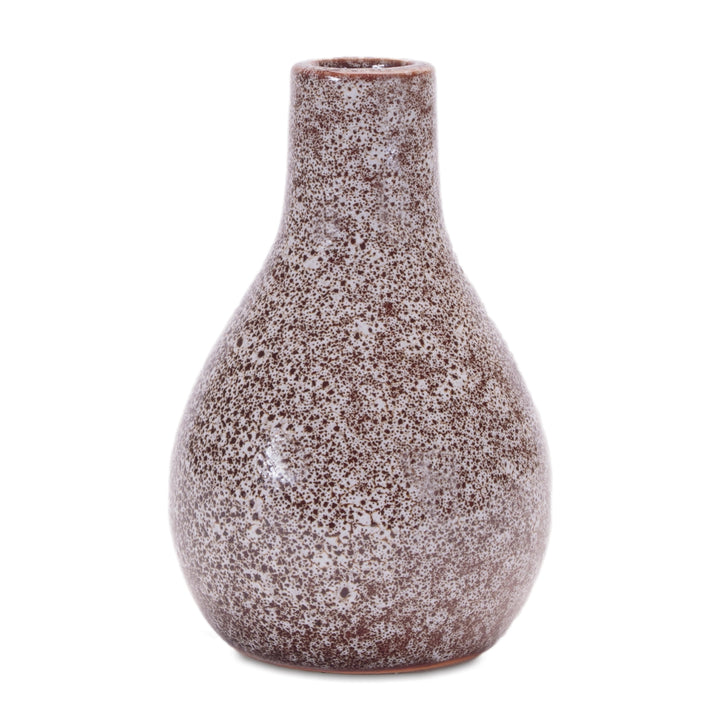 Brown and White Speckled Ceramic Vase