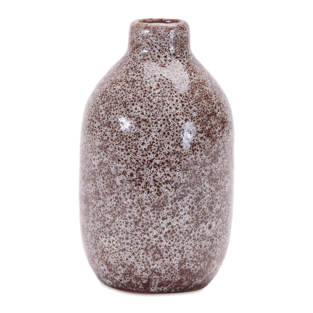 Brown and White Speckled Ceramic Vase