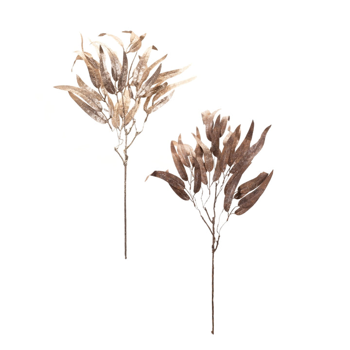 Cream and Brown Eucalyptus Leaf Spray