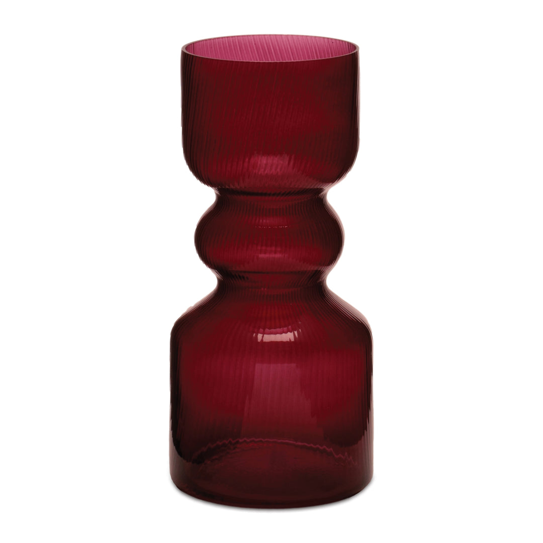 Burgundy Transparent Glass Candle Holder