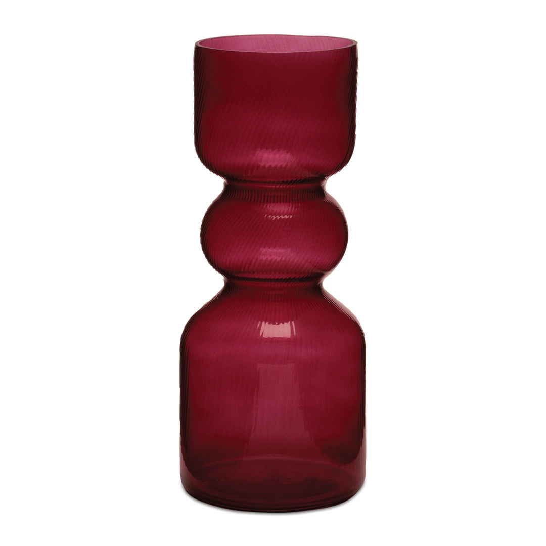 Burgundy Transparent Glass Candle Holder