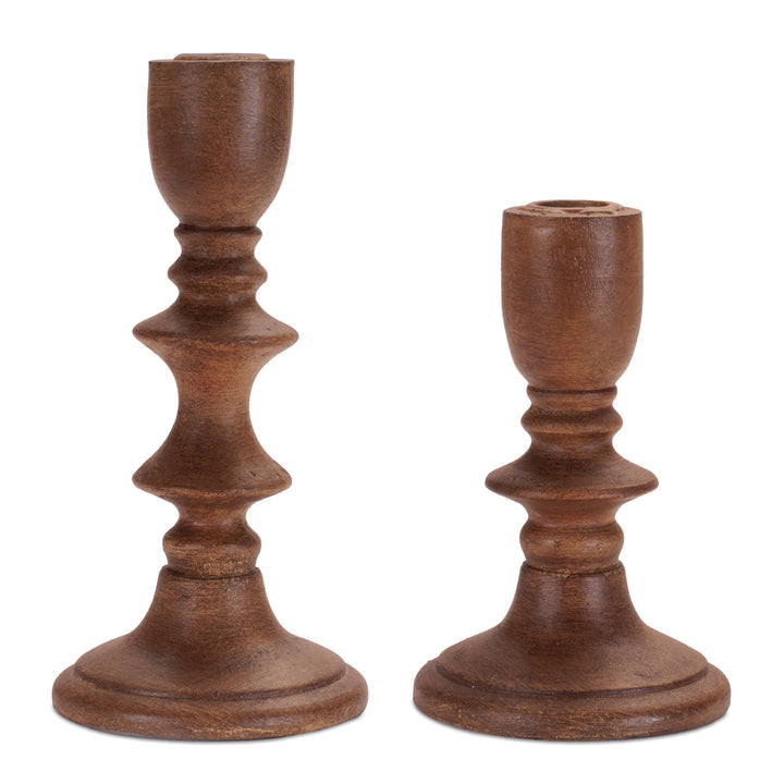 Brown Resin Taper Candle Holders