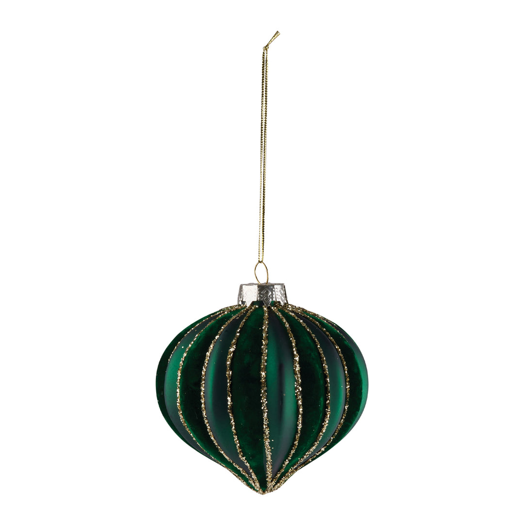 Green Velvet Onion Glass Ornament
