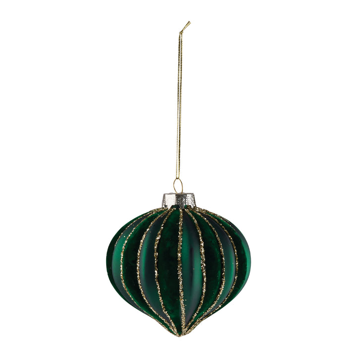 Green Velvet Onion Glass Ornament