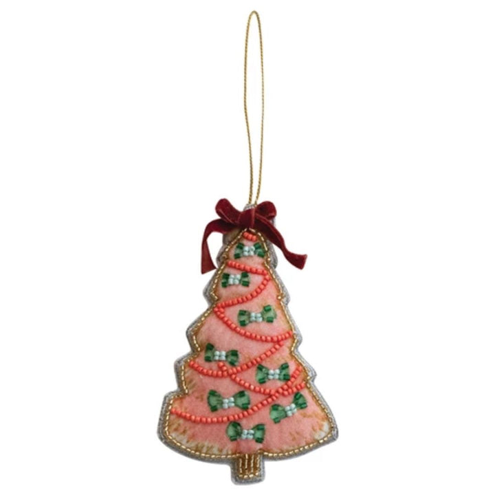 Handmade Beaded Fabric Christmas Tree Ornament