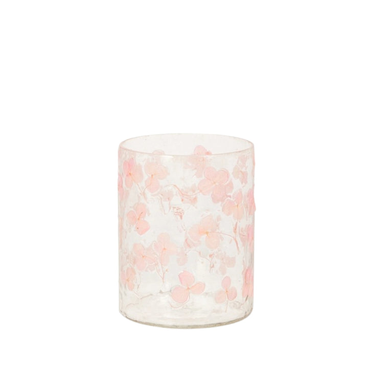 Dried Light Pink Floral Glass Hurricane