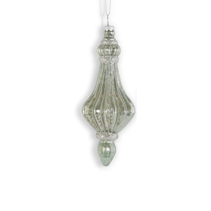 Sage Green Mercury Glass Ribbed Ornaments