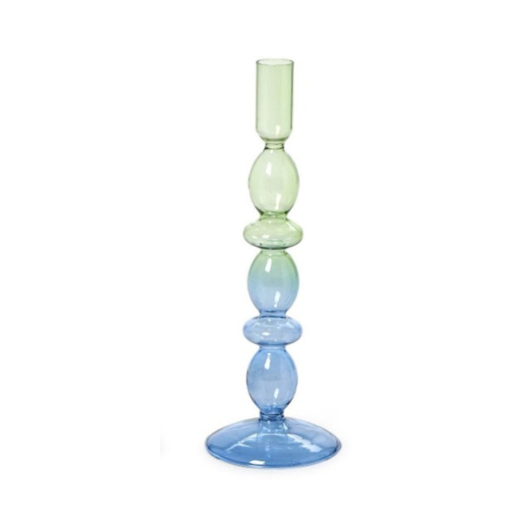 Hand-Blown Glass Taper Candlestick Candleholders