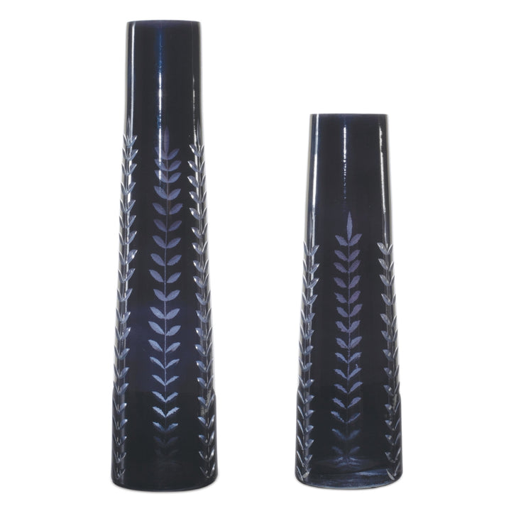 Deep Blue Floral Vases