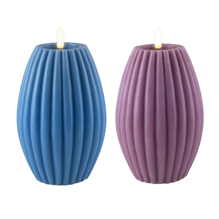 4" Stripe LED Pillar Candles