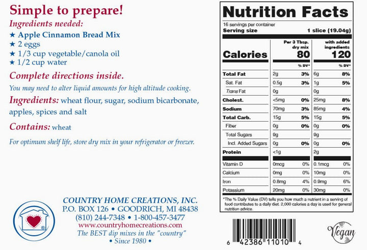 Apple Cinnamon Bread Mix