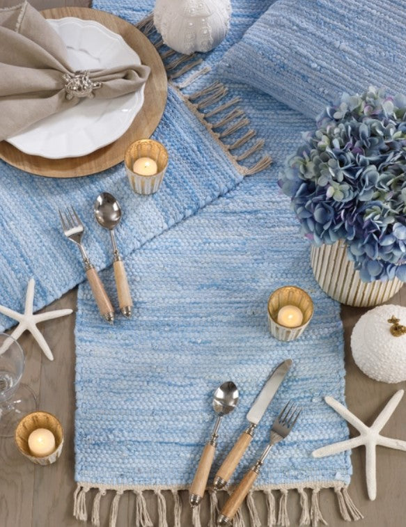 Aqua Chindi Table Runner